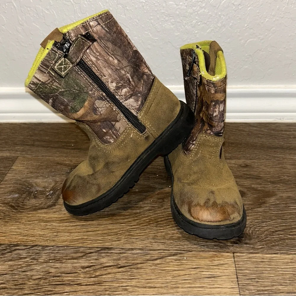 Toddler Magellan Brown Outdoor Camo Realtree Zip Up Boots Size 9 |F32